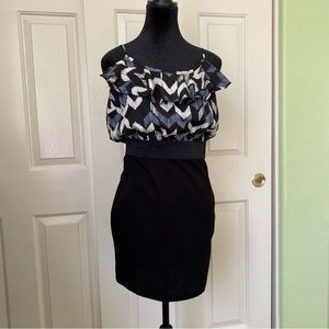 Forever 21 Black/white/ blue Geometric Spaghetti Strap Dress